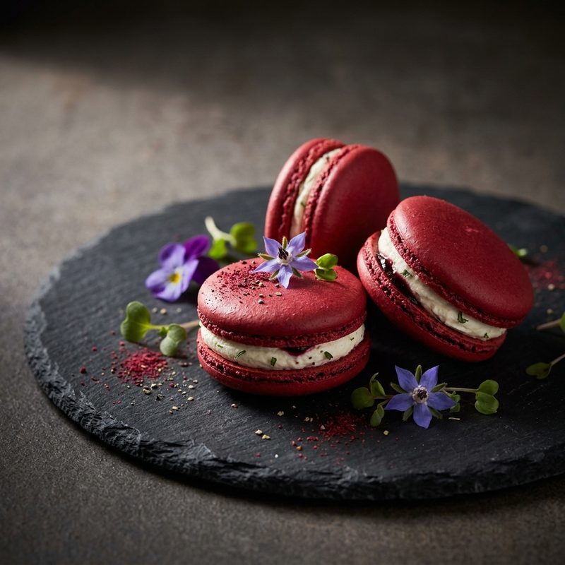 Beetroot and Goat Cheese Macaron