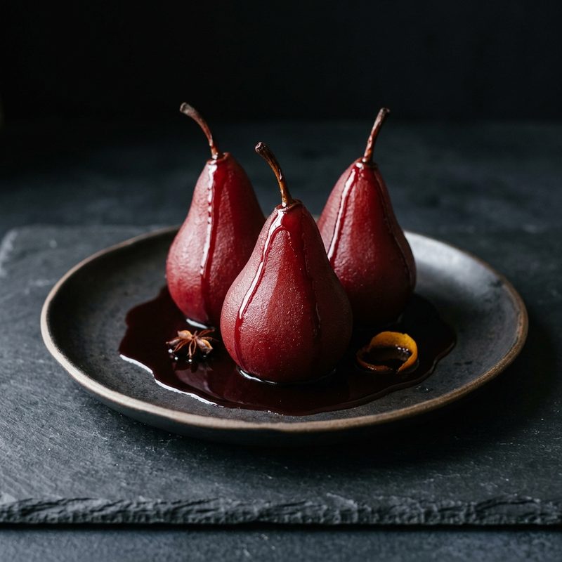 Poached Pear in Red Wine