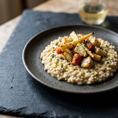Pearl Barley Risotto with Root Vegetables